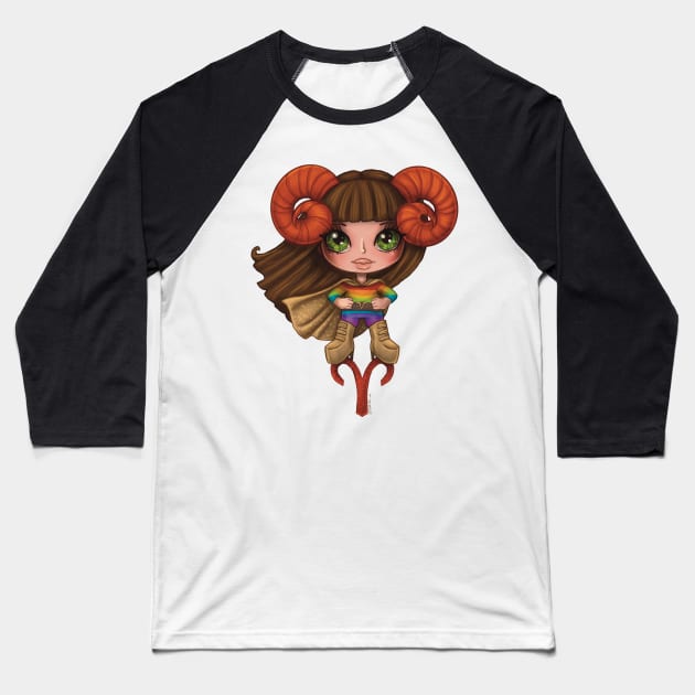 Aries Astrology Zodiac Girl Baseball T-Shirt by thewickedmrshicks